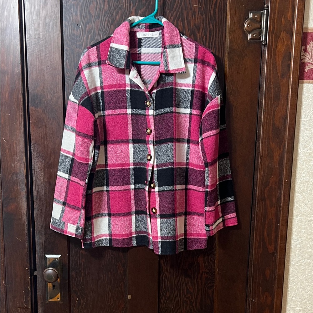 Pink Plaid Women's Shacket